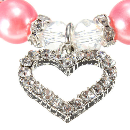 Pet Pearl Necklace with Heart Pendant for Cats and Dogs