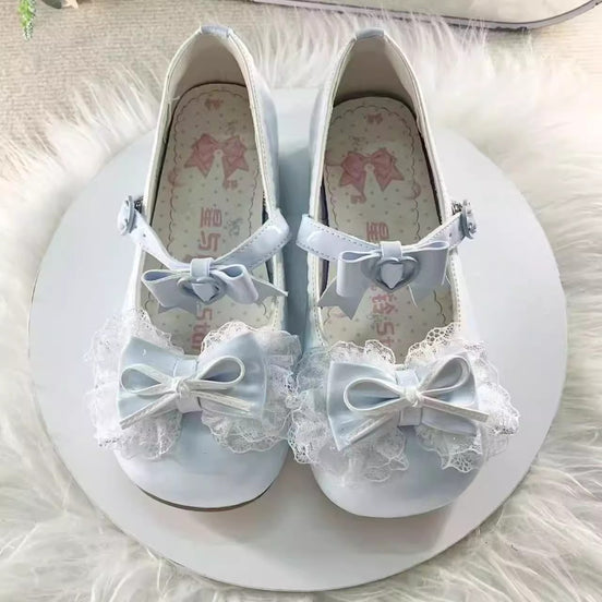 Women's Cute Low-Heel Round-Toe PU Leather Lolita Loafers