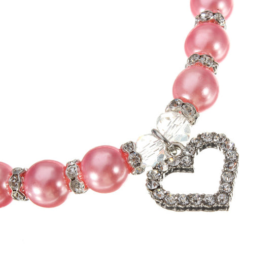 Pet Pearl Necklace with Heart Pendant for Cats and Dogs