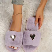 Women's Heart-Shaped Furry Home Slippers