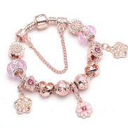 Rose Gold Flower Shape Women's Bracelet with Pendant