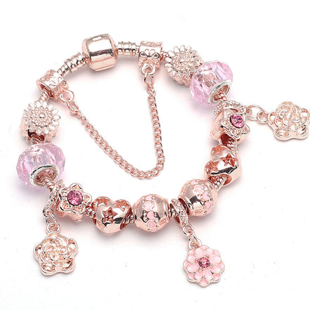 Rose Gold Flower Shape Women's Bracelet with Pendant