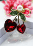 Red Glass Heart Brooch - Luxury Wedding Accessory