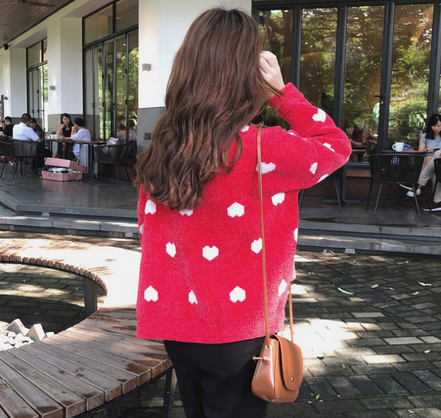 Loose Knit Heart Sweater