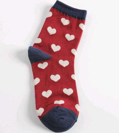 Heart-Shaped Cotton Mid-Calf Socks for Women