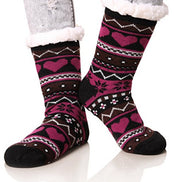 Striped Knitted Socks with Heart Design