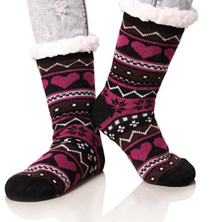 Striped Knitted Socks with Heart Design