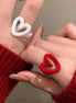 Adjustable Drip Glazed Heart-Shaped Ring for Women
