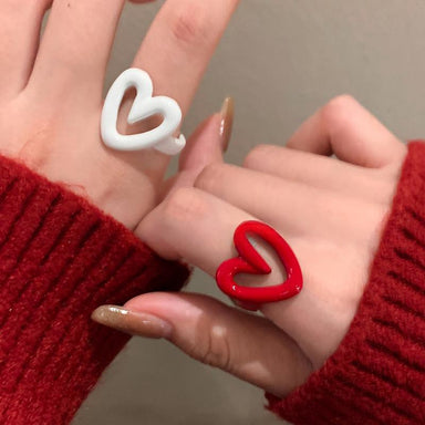 Adjustable Drip Glazed Heart-Shaped Ring for Women