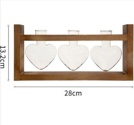 Heart-Shaped Glass Vase with Wooden Stand – stylish and elegant!