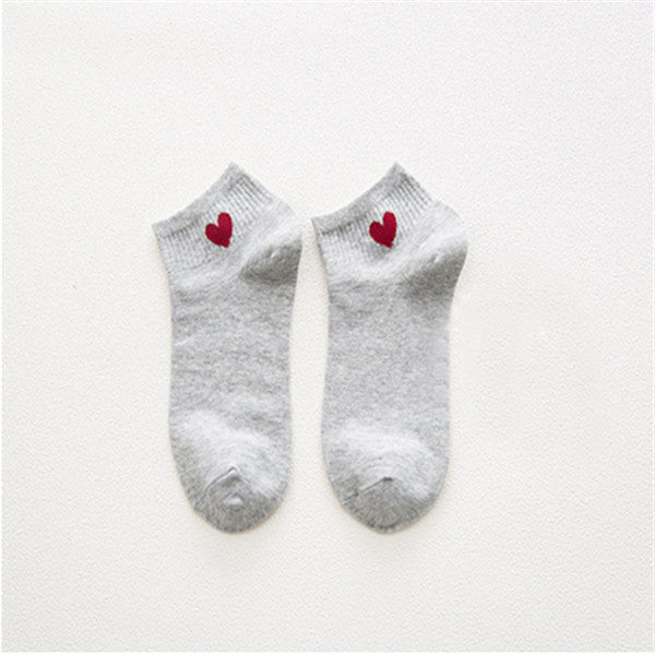 Heart Pattern Women's Cotton Short Socks