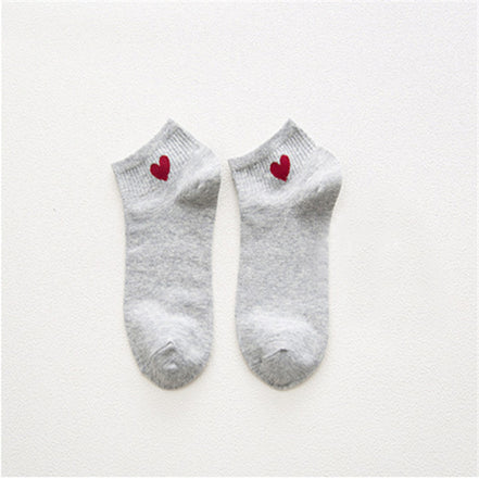 Heart Pattern Women's Cotton Short Socks
