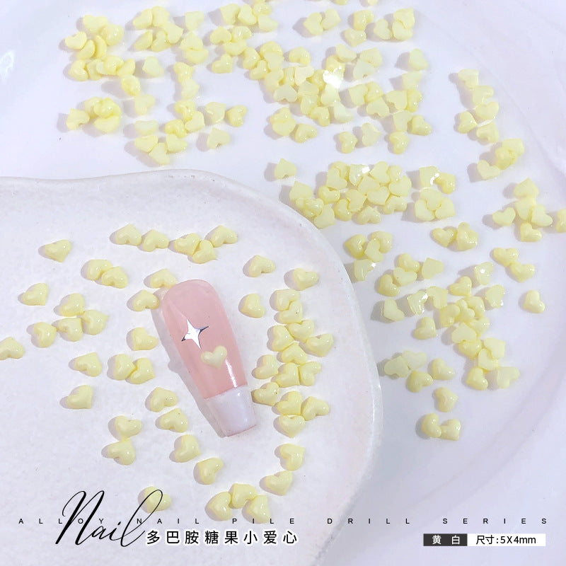 Dopamine Candy Heart Resin Nail Art Decorations (100 pcs)