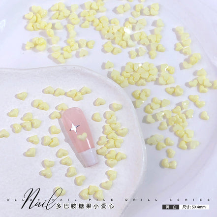 Dopamine Candy Heart Resin Nail Art Decorations (100 pcs)