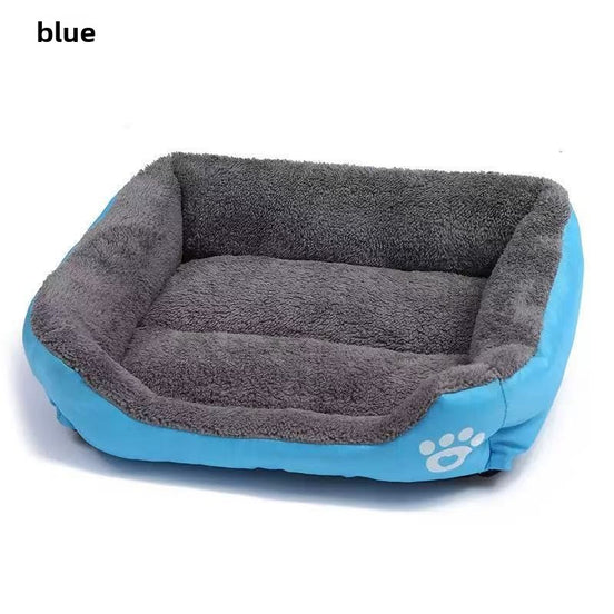Plush Pet Bed with Paw Print Design