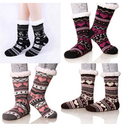 Striped Knitted Socks with Heart Design