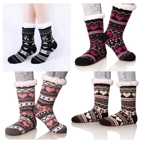 Striped Knitted Socks with Heart Design