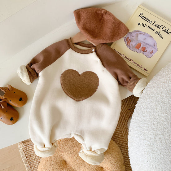 Baby Winter Fleece Romper with Heart Design (Newborn)