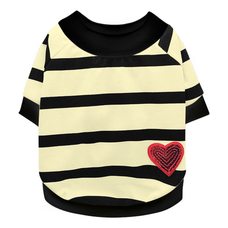 Striped Heart Sweater for Dogs - Spring/Summer Wear