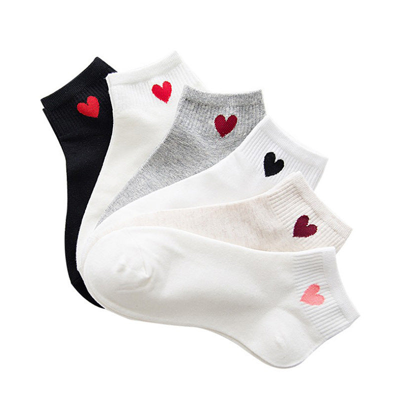 Heart Pattern Women's Cotton Short Socks