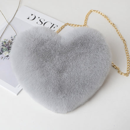 Fashion Heart-Shaped Plush Shoulder Chain Bag