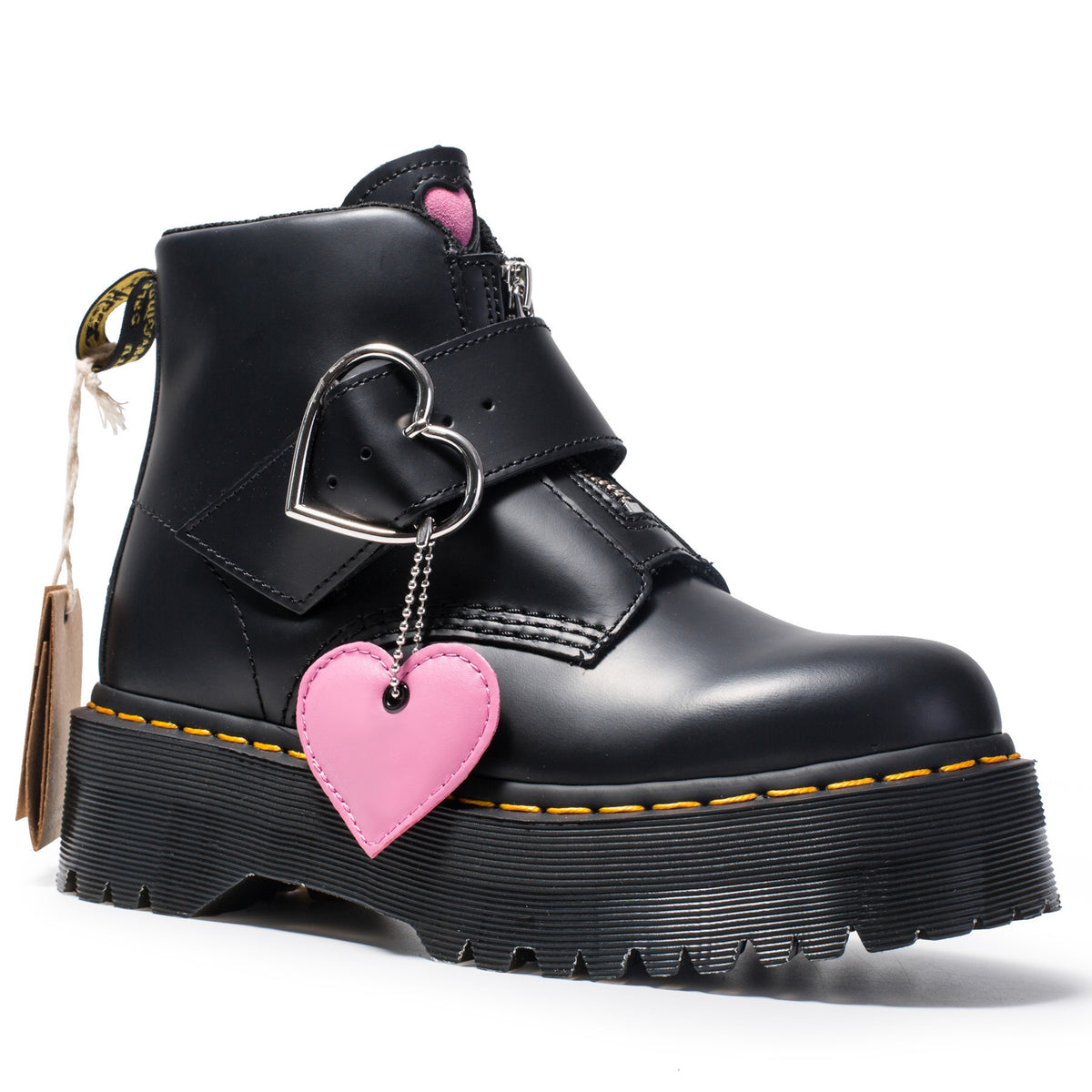 Heart Buckle Leather Ankle Boots for Women