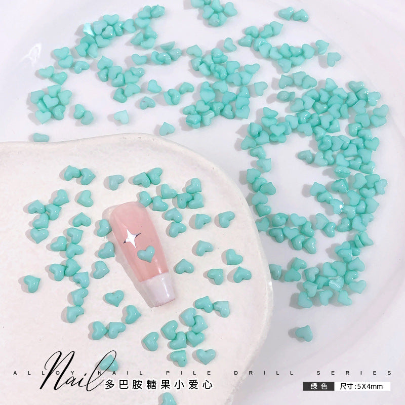 Dopamine Candy Heart Resin Nail Art Decorations (100 pcs)