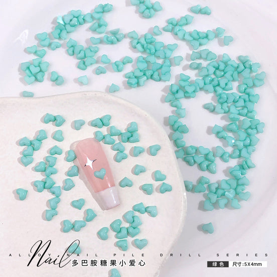 Dopamine Candy Heart Resin Nail Art Decorations (100 pcs)