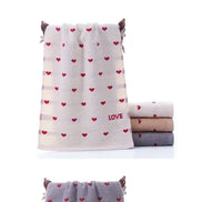 Thick Cotton Hand Towel with Embroidered Heart Design