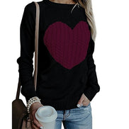 Heart Sweater, Long Sleeve Knit Top, Heart Base Layer