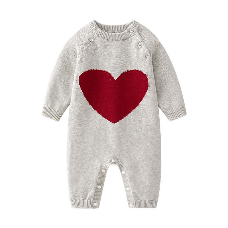 Baby Knitted Romper with Heart Design for Infants