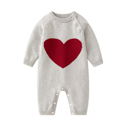 Baby Knitted Romper with Heart Design for Infants
