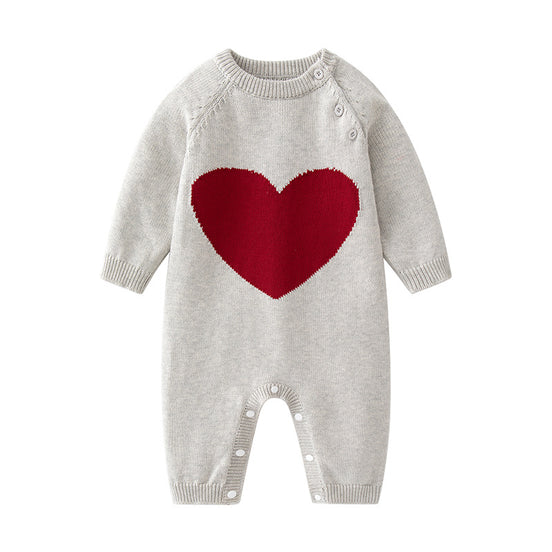 Baby Knitted Romper with Heart Design for Infants