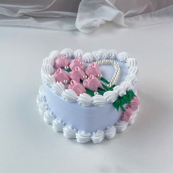Heart-shaped cream cake model jewelry box, heart-shaped double-layer coetic  box