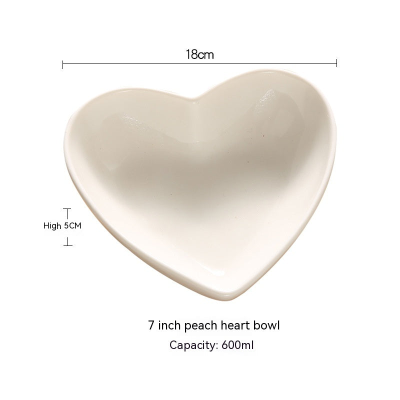 Creative Pure White Heart-Shaped Ceramic Plate Bowl