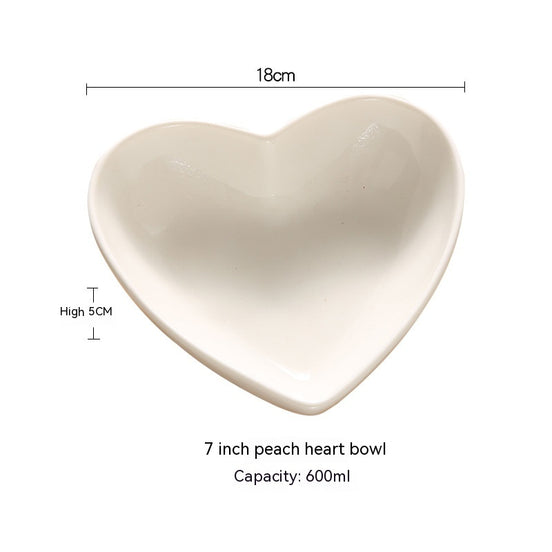Creative Pure White Heart-Shaped Ceramic Plate Bowl