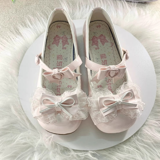 Women's Cute Low-Heel Round-Toe PU Leather Lolita Loafers