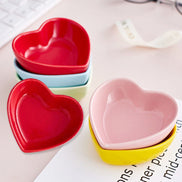Colorful Heart-Shaped Ceramic Feeding Bowl for Pets