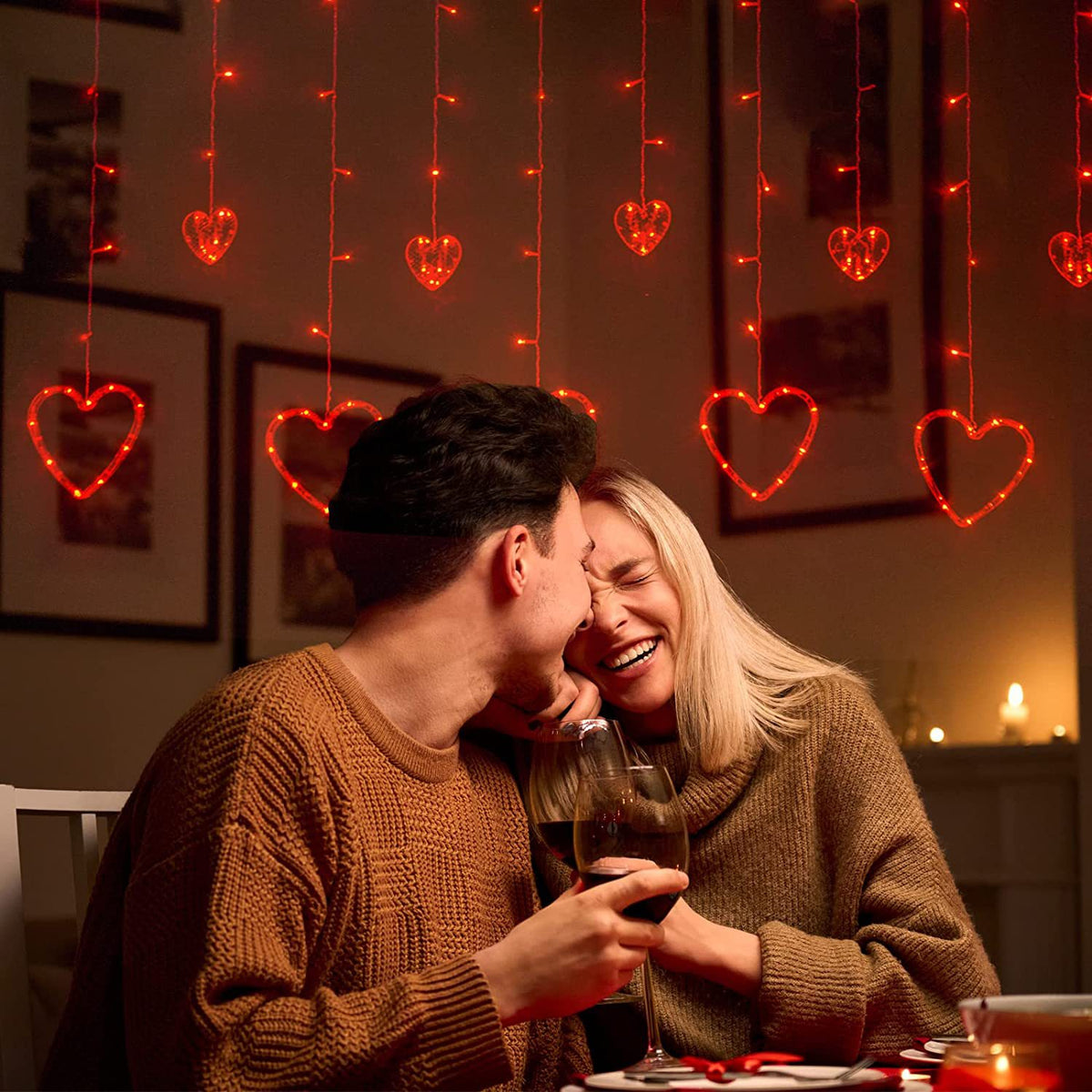 LED Valentine's Day Suction Cup Heart Curtain Light