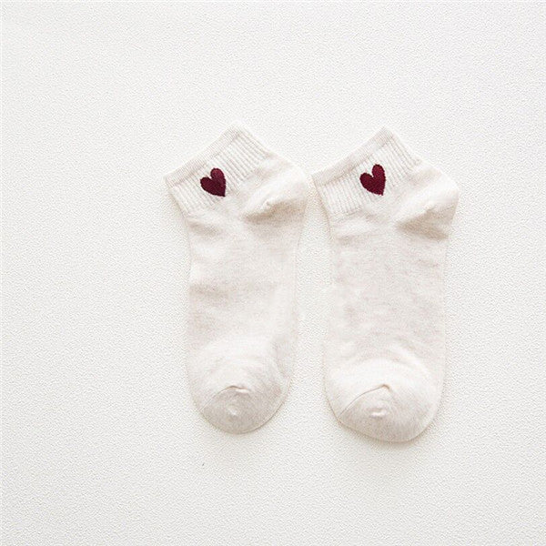 Heart Pattern Women's Cotton Short Socks