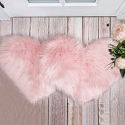Heart Shaped Fluffy Rug - Faux Wool Shag Carpet