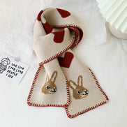 Korean Style Warm Knitted Scarf with Heart Rabbit Design