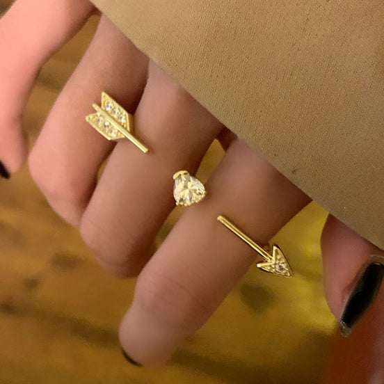 Adjustable Heart Zirconium Ring for Women