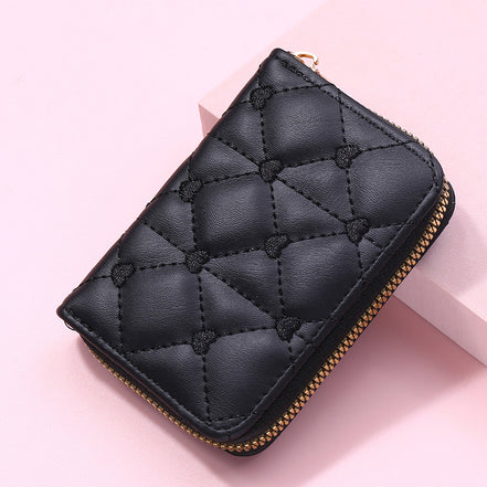 Cute Embroidered Heart PU Wallet and Card Holder