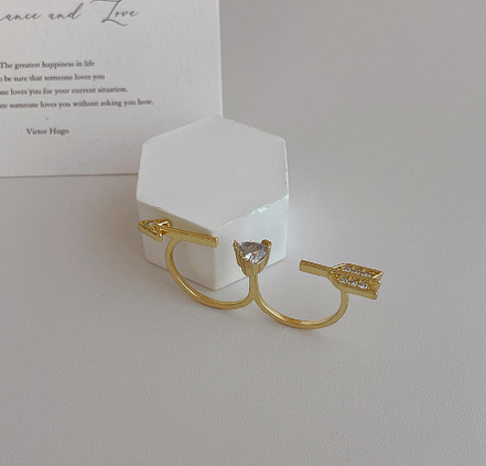 Adjustable Heart Zirconium Ring for Women