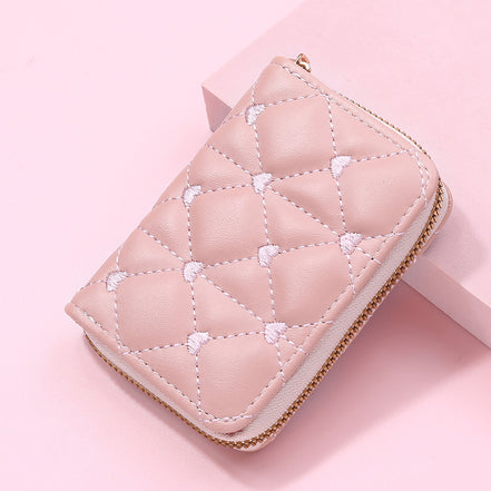 Cute Embroidered Heart PU Wallet and Card Holder