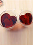 Heart Shaped Double Wall Glass Mug Set for Lovers
